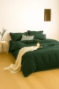 Pościel bawełniana z falbanką butelkowa zielona 200x220 3 el.