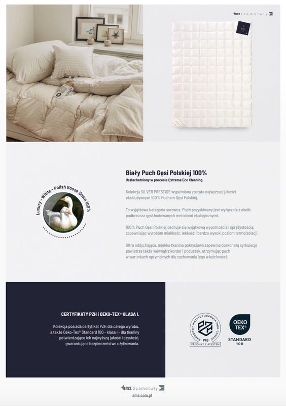 Kołdra 180x200 całoroczna naturalna puchowa SILVER PRESTIGE