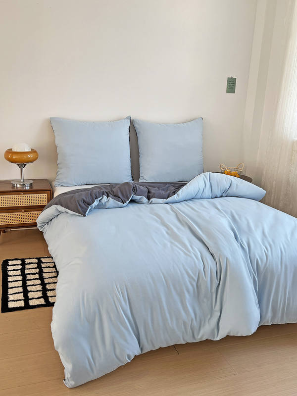 Pościel błękitna szara dwukolorowa gładka 200x220 3 el. Arctic F20