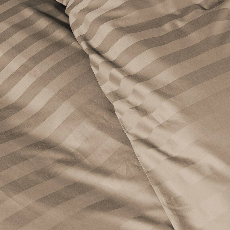 Pościel w pasy 200x220 3 el. Kim Dark Beige H-008