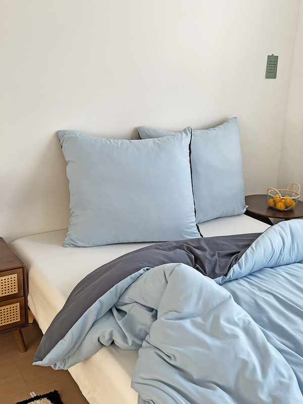 Pościel błękitna szara dwukolorowa gładka 200x220 3 el. Arctic F20