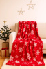 Koc świąteczny czerwony w śnieżynki 160x200