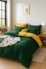 Pościel 160x200 4 el. Honeygrass butelkowa zielona/musztardowa S-12