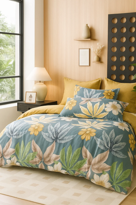 Pościel flanelowa gruba zimowa ciepła w kwiaty Gomez 200x220 3 el. A-036