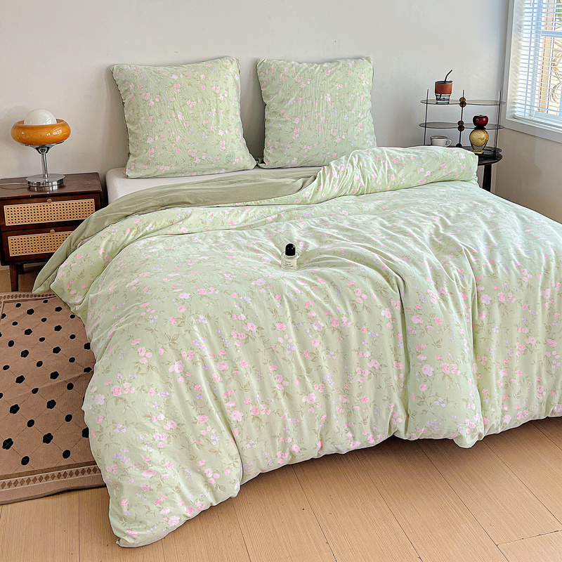 Pościel szałwiowa w różowe kwiaty 160x200 3 el. Spring F3