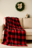 Koc świąteczny czerwony czarny w kratę 160x200