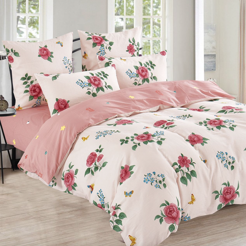 Pościel bawełniana w kwiaty 160x200 4 el. Matilda