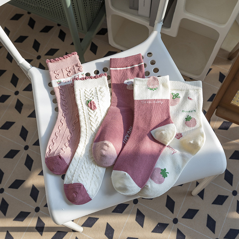 5-pak Skarpetki bawełniane damskie STRAWBERRY 39-42
