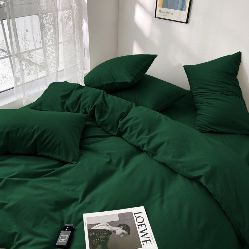 Pościel jednokolorowa gładka 160x200 3 el. butelkowa zielona S005