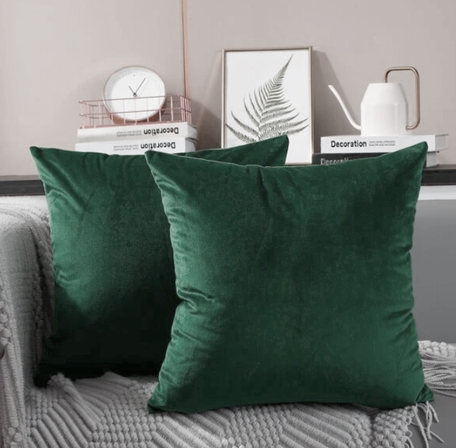 Poszewka na poduszkę welurowa butelkowa zielona 40x40