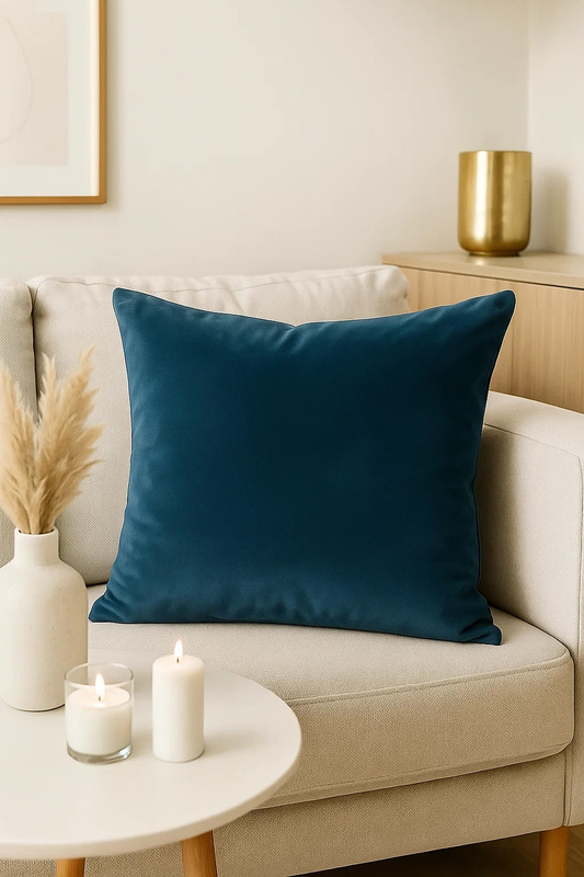 Poszewka na poduszkę welurowa gładka granatowa 40x40