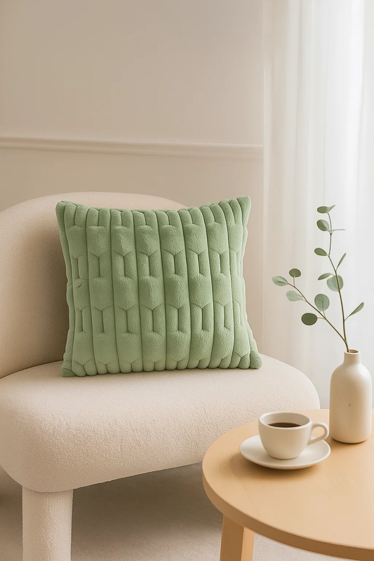 Poszewka na poduszkę dekoracyjna 40x40 tłoczona we wzór 3D pluszowa jasna zielona