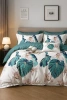 Pościel biało-niebieska w liście 200x220 3 el. Saravena C-84