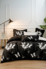 Pościel czarna w motyle 160x200 4 el. z prześcieradłem z gumką Quito D-133