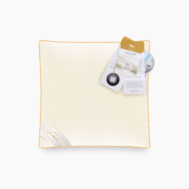 Poduszka 40x40 naturalna puchowa 100% wysoka MATERACOWA PRESTIGE kremowa