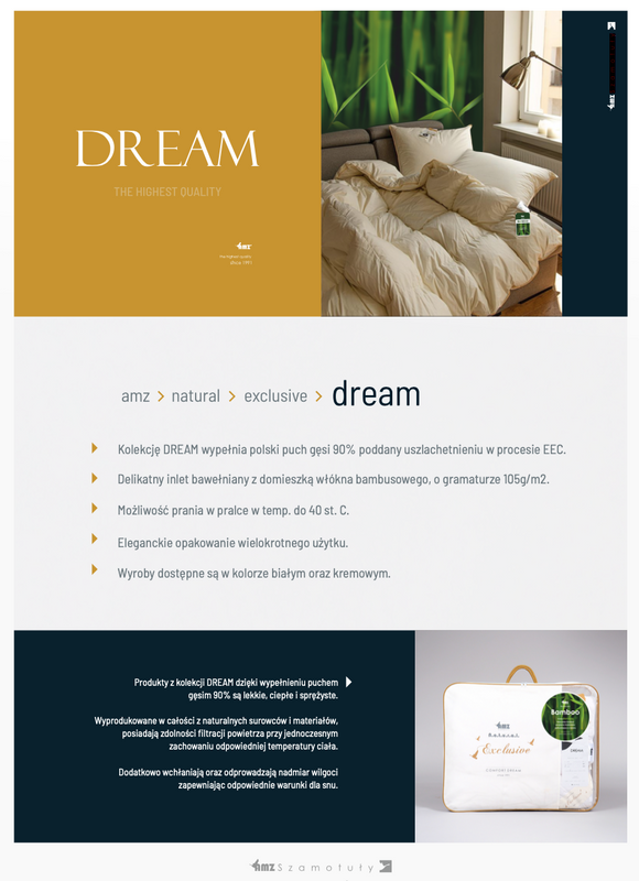 Kołdra 220x240 zimowa bambusowa puchowa naturalna antyalergiczna DREAM