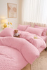 Pościel pluszowa zimowa miś w kropki 3D 200x220 3 el. MINKY jasny róż nr509