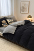 Pościel pluszowa welurowa zimowa miś gładka 200x220 3 el. czarna - szara