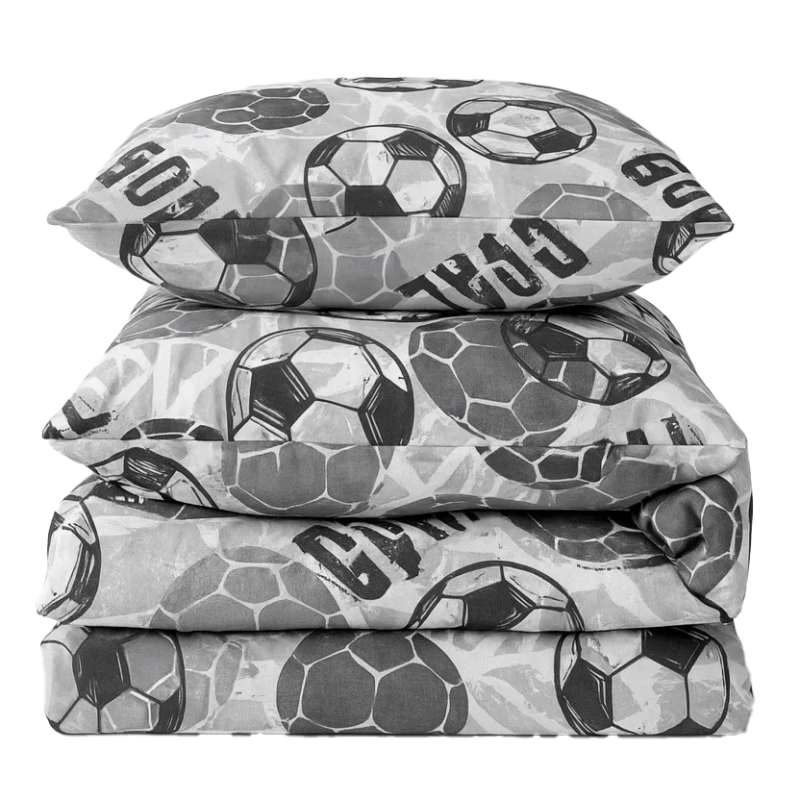 Pościel szara w piłki Football 160x200 4 el.