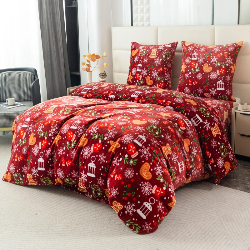 Pościel pluszowa zimowa miś świąteczna 200x220 3 el.