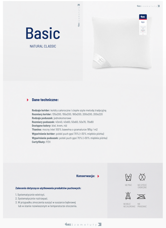 Kołdra dziecięca do łóżeczka 100x135 + poduszki 40x60 komplet puchowa BASIC+