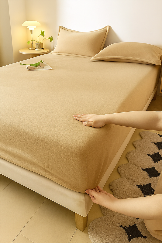 Prześcieradło pluszowe z gumką MIŚ beżowe 140x200