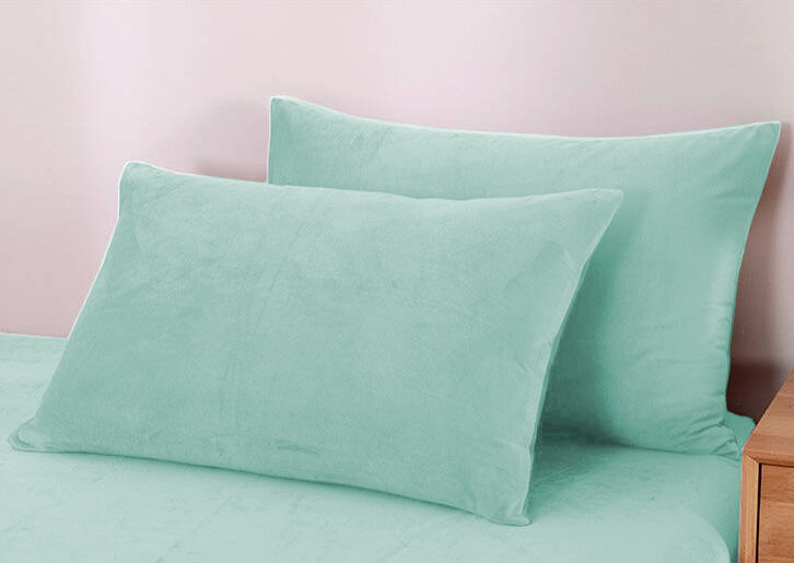 Pościel pluszowa zimowa miś gładka 200x220 3 el. miętowa