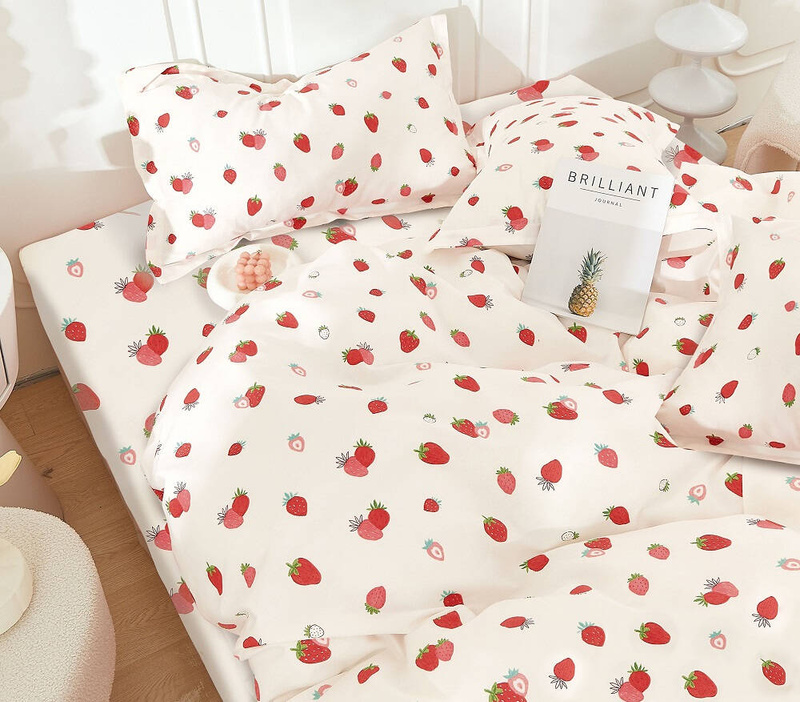 Pościel bawełniana w truskawki 160x200 3 el. Berries B-1567