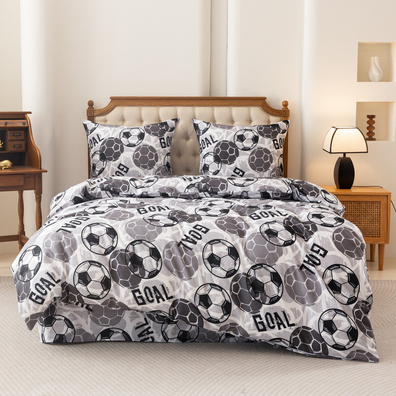 Pościel szara w piłki Football 160x200 4 el.