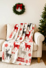 Koc świąteczny biały w renifery 160x200