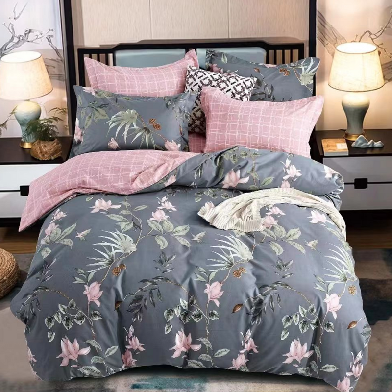 Pościel flanelowa gruba zimowa ciepła w kwiaty Mante 200x220 3 el. A-018