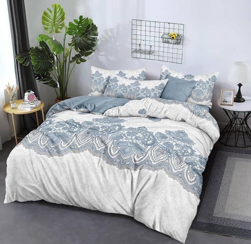 Pościel z mikrowłókna 200x220 4 el. Szara Mandala nr980