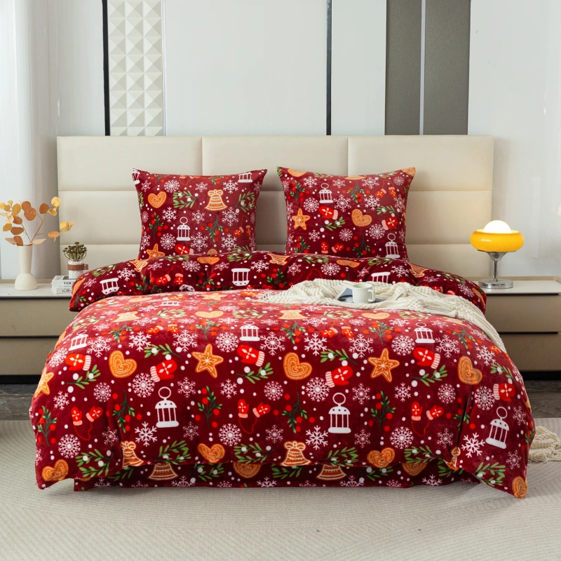 Pościel pluszowa zimowa miś świąteczna 200x220 3 el.