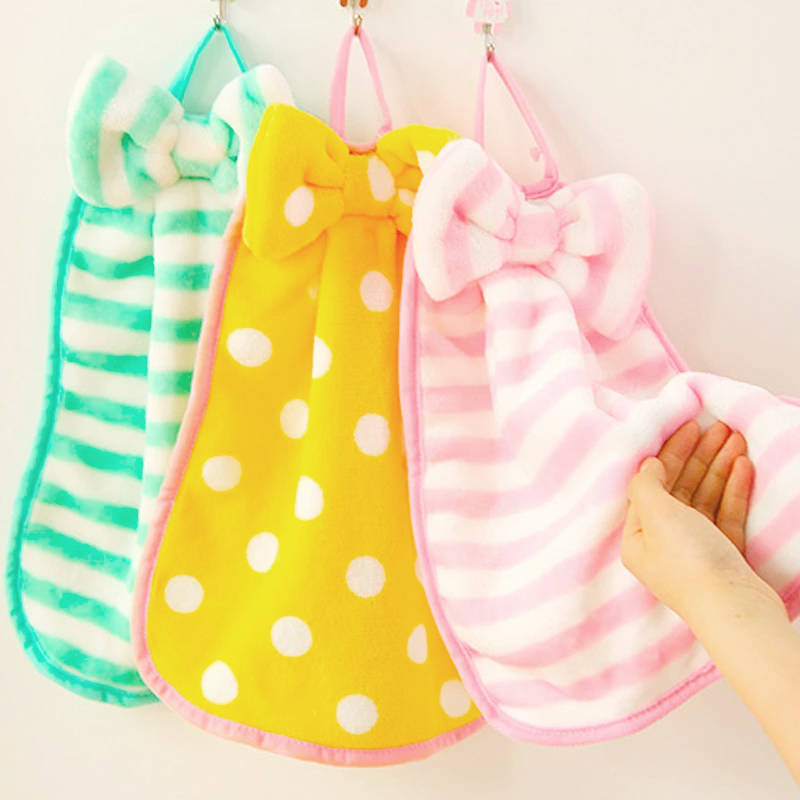 Ścierka Kokardka w paski różowo biała