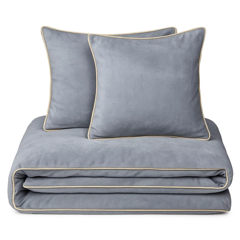 Pościel pluszowa z lamówką zimowa miś gładka 160x200 3 el. jasna szara