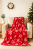 Koc świąteczny czerwony w śnieżynki 160x200