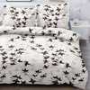 Pościel biało-czarna w liście 180x200 3el A077