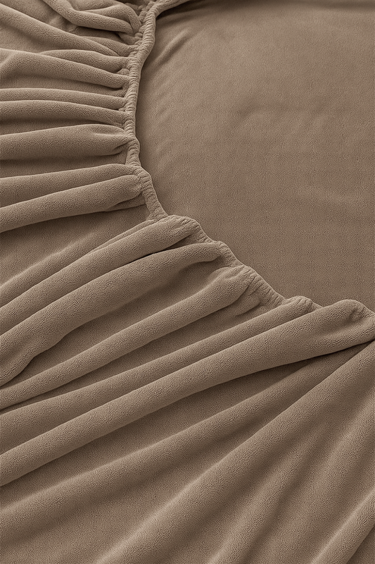 Prześcieradło pluszowe z gumką MIŚ ciemne beżowe 200x220