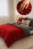 Pościel pluszowa welurowa zimowa miś gładka 160x200 3 el. czerwona - szara