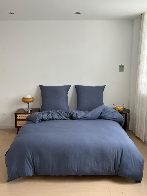 Pościel granatowa jednokolorowa gładka 200x220 3 el. Midnight F18