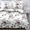 Pościel biało-fioletowa w kwiaty 180x200 3el A083