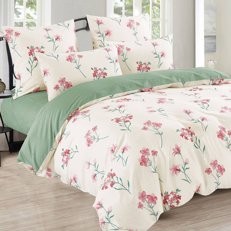 Pościel bawełniana w kwiaty 160x200 4 el. Mercy