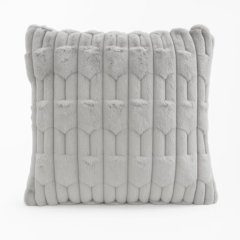 Poszewka na poduszkę dekoracyjna 40x40 tłoczona we wzór 3D pluszowa jasna szara