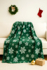 Koc świąteczny butelkowy zielony w śnieżynki 160x200