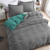Pościel z falbanką 160x200 3 el. szara - miętowa