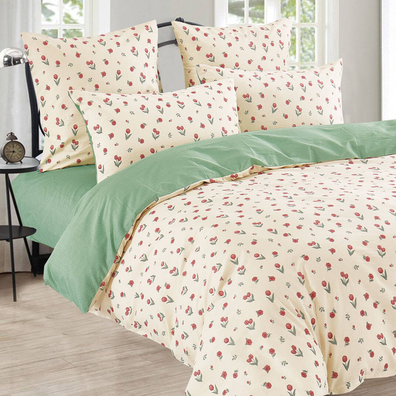 Pościel bawełniana w drobne wzory kwiatów 200x220 3 el. Manila