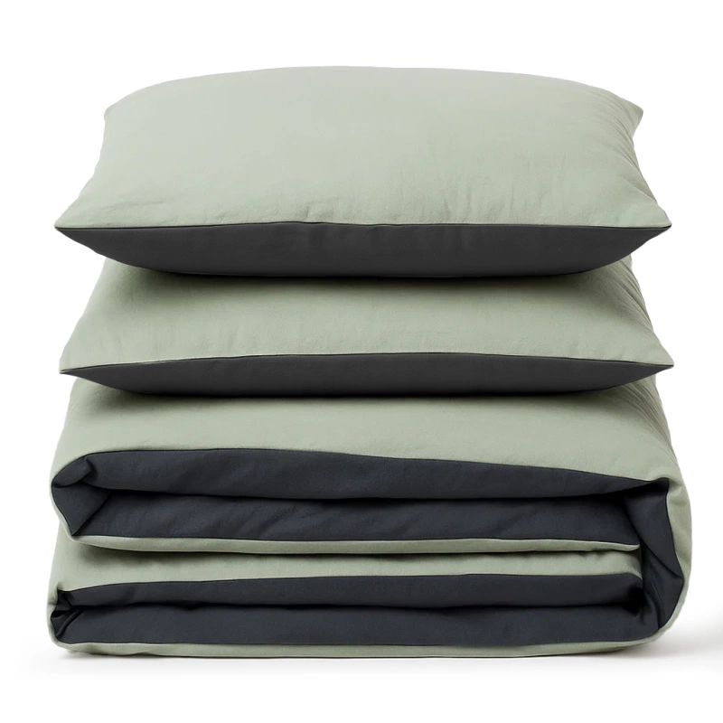 Pościel szałwiowa szara dwukolorowa gładka 200x220 3 el. Sage F19