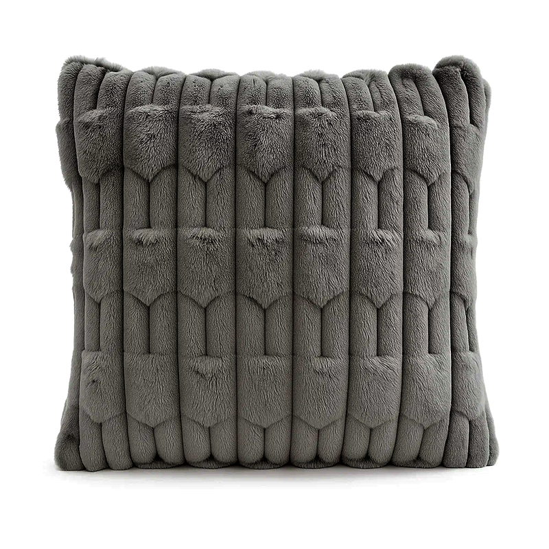 Poszewka na poduszkę dekoracyjna 40x40 tłoczona we wzór 3D pluszowa ciemna szara