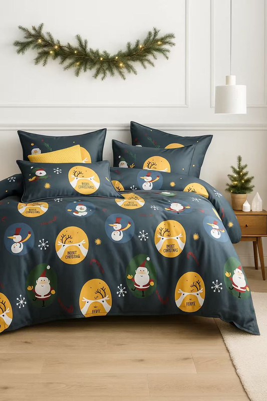 Pościel świąteczna granatowa 200x220 4 el. C2-164