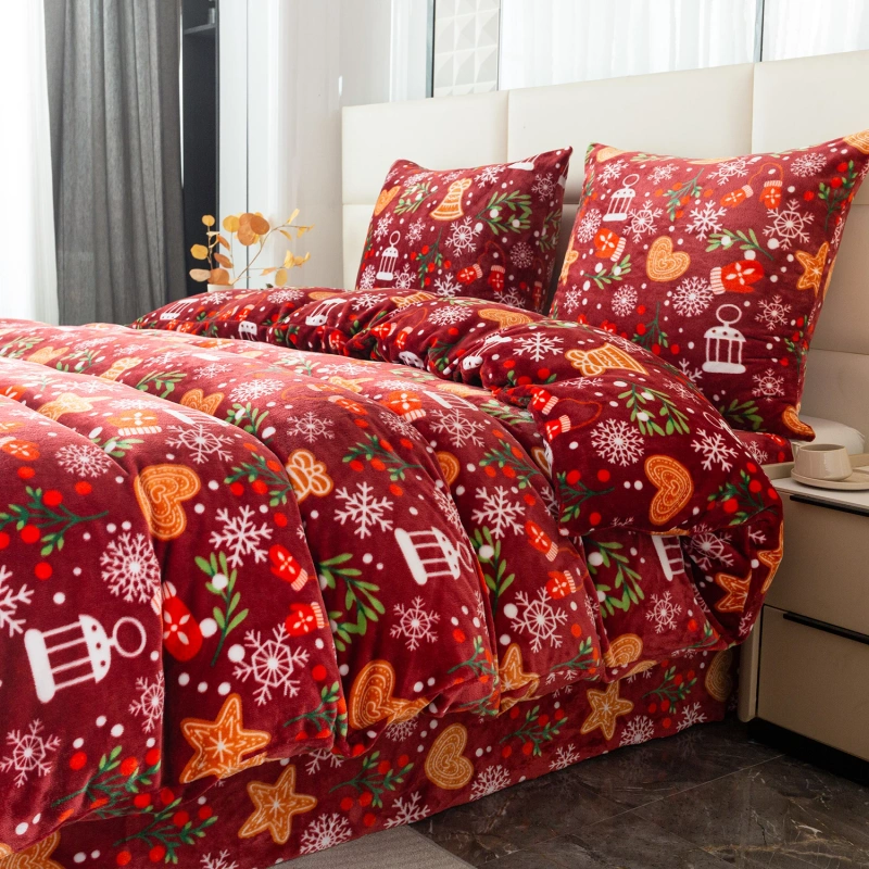 Pościel pluszowa zimowa miś świąteczna 200x220 3 el.